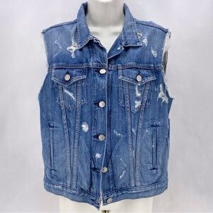 Rag & Bone distressed blue denim vest